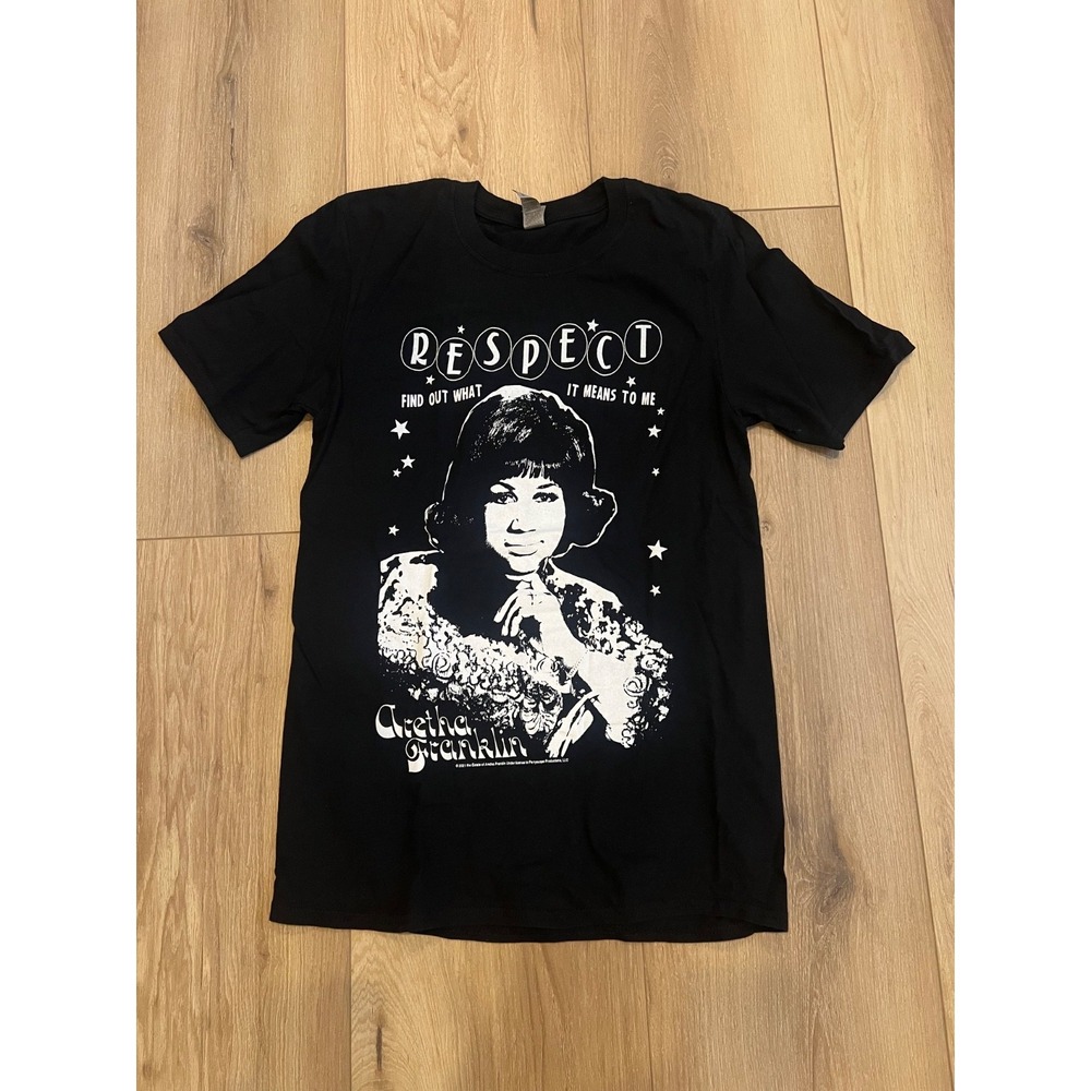 Men's Aretha Franklin Respect Slim Fit T-shirt Small Black